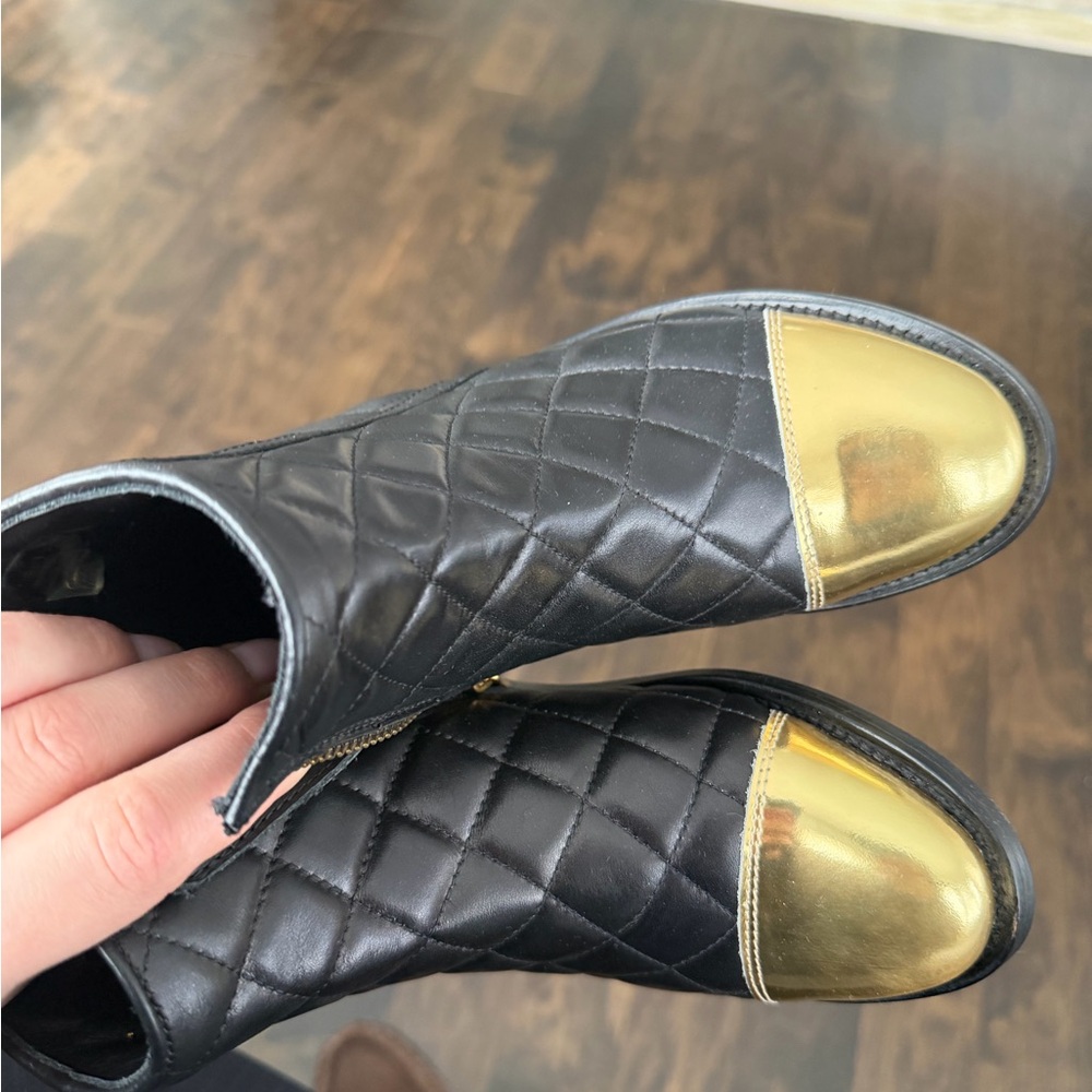 Balmain Kids Quilted Pattern Leather Combat Boots